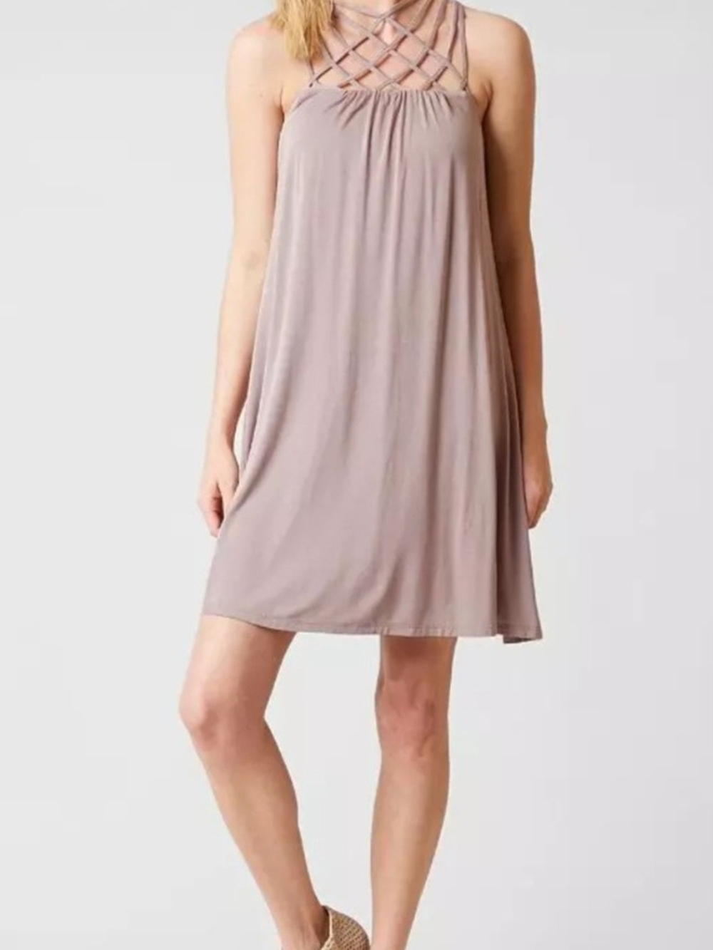 Daytrip Sphynx Lattice Halter Swing Dress